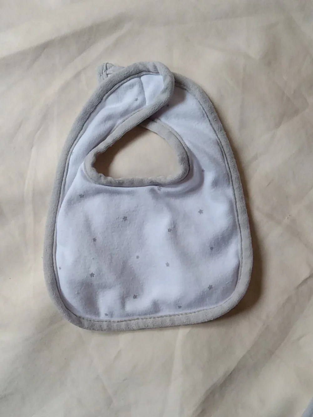 Little Me White & Light Gray Baby Bib Set - 3 Pack